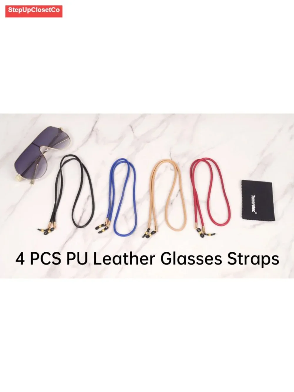 PU Leather Eyeglass Retainer Glasses Strap for Men Women 4 Pack